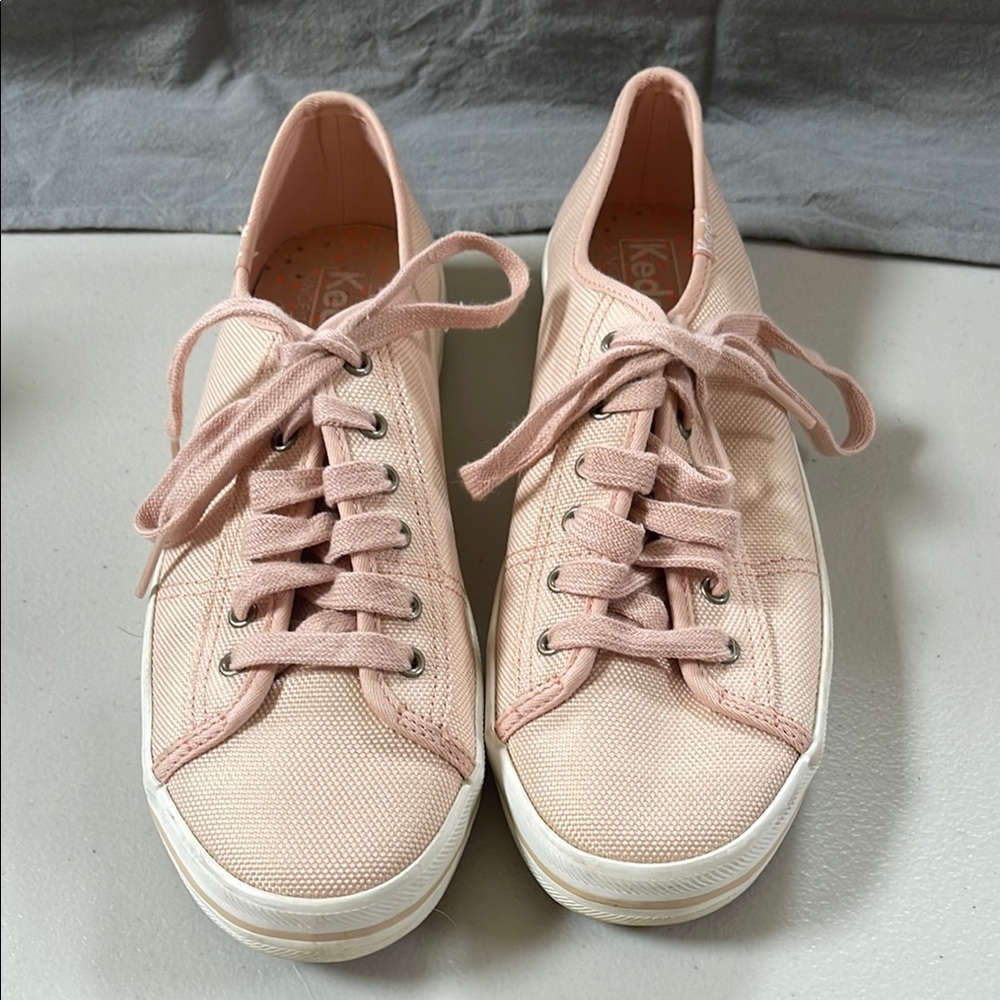 Keds Pink Canvas Sneakers with Lace-Up Design